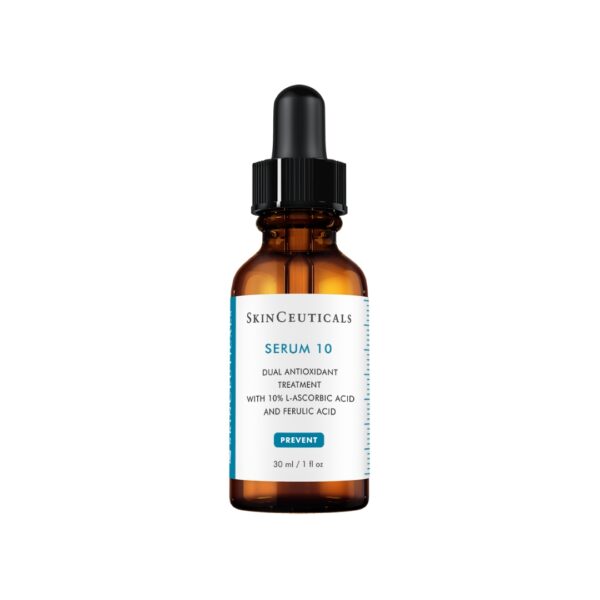 SkinCeuticals Serum 10 gir skånsom, men effektiv antioksidantbeskyttelse som bekjemper frie radikaler og forbedrer hudens tekstur og tone. Formulert med 10 % C-vitamin og ferulinsyre, styrker det huden og gir en naturlig glød uten irritasjon.