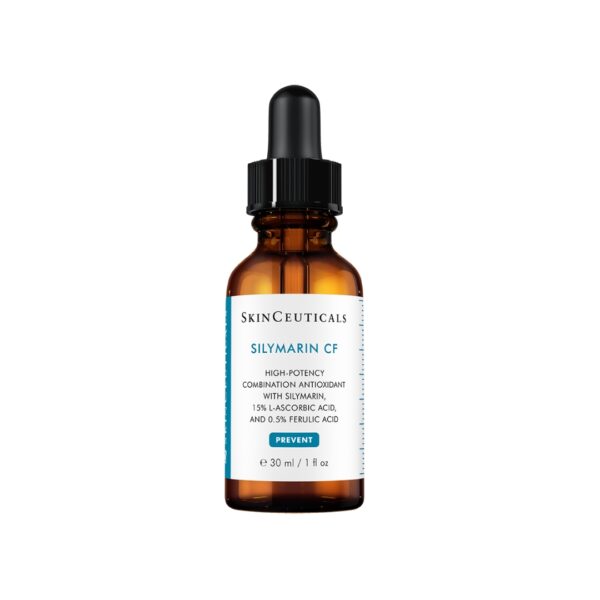 SkinCeuticals Silymarin CF er et kraftfullt antioksidantserum designet spesielt for fet og akneutsatt hud. Med en avansert blanding av C-vitamin, silymarin, ferulinsyre og salisylsyre, beskytter det huden mot frie radikaler, reduserer oljeproduksjon og forbedrer hudens tekstur. Ideelt for daglig bruk for å oppnå en klarere, jevnere og sunnere hud.