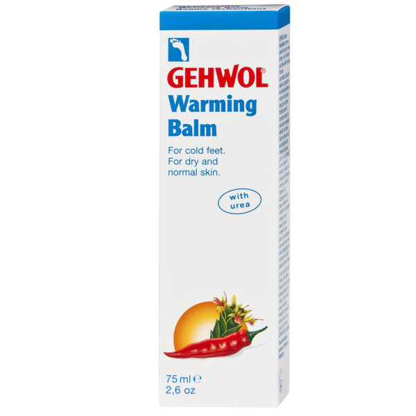 "Bilde av Gehwol Warming Balm, vakkert presentert i en praktisk tubeforpackning, klar til å gi varme og komfort til kalde føtter."