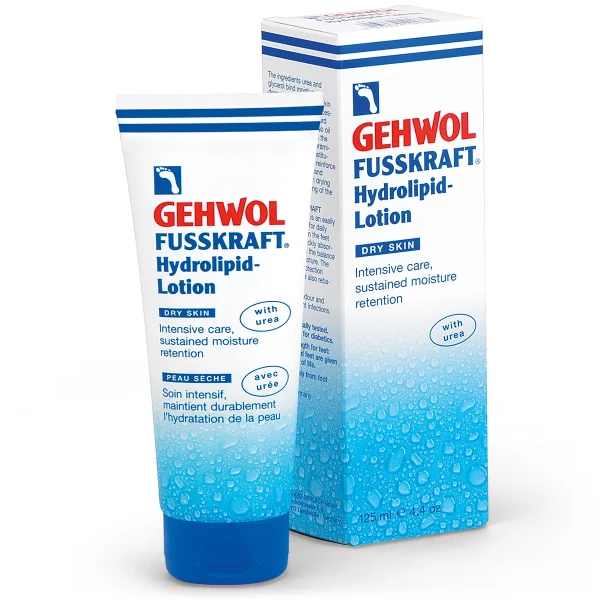 "Bilde av Gehwol Fusskraft Hydrolipid Lotion, elegant presentert for å fremheve dens rike og nærende formel, perfekt for daglig